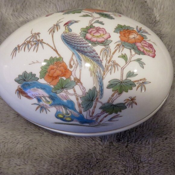 Wedgwood Kutani Crane Small Egg Shape Lidded China Trinket Dish Made in England - Picture 16 of 16
